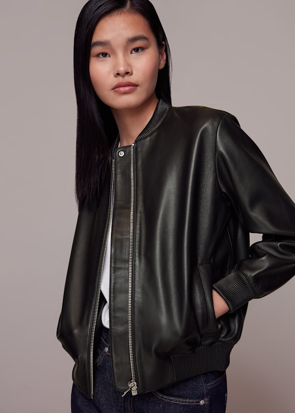 Laura Leather Bomber Jacket